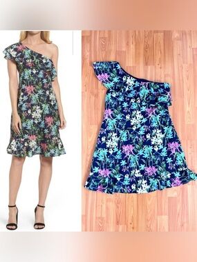 Chelsea28 Floral Print One Shoulder Dress